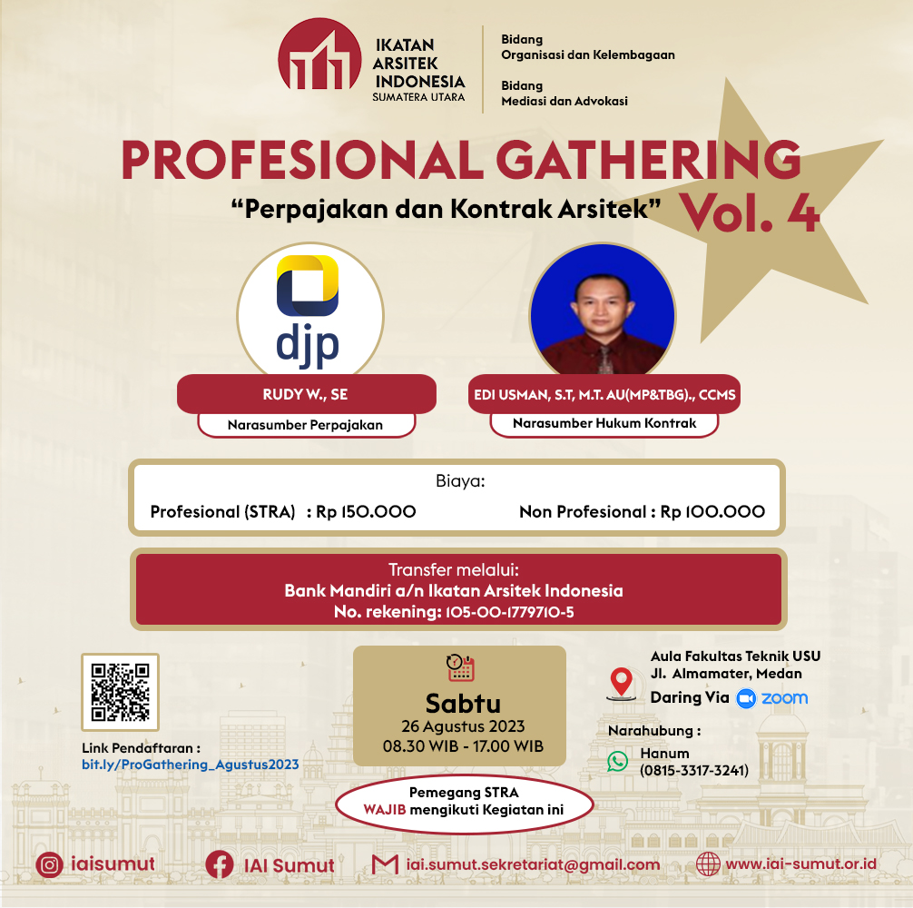 Profesional Gathering Volume 4 : "Perpajakan dan Kontrak Arsitek"